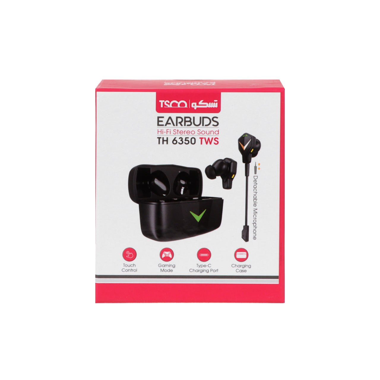 ایرفون بی سیم گیمینگ Tsco مدل TH 6350 TWS - مشکی(دارای میکروفن پرتابل سوکتی و کیف همراه